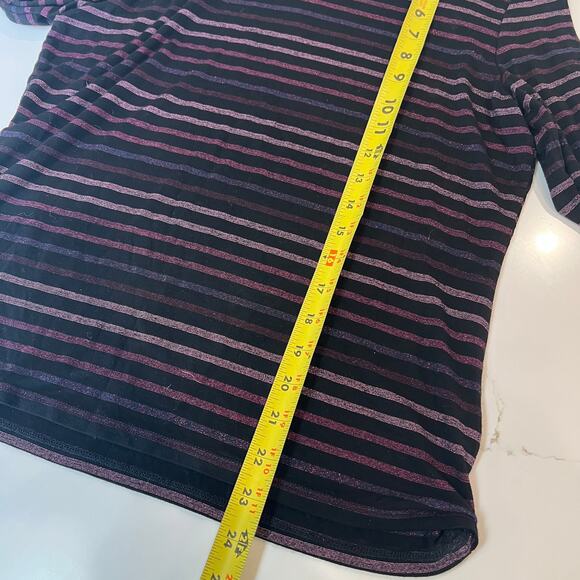 Veronica Beard Audrey Striped Knit Metallic Turtleneck Large Black Pink Purple - Picture 7 of 9
